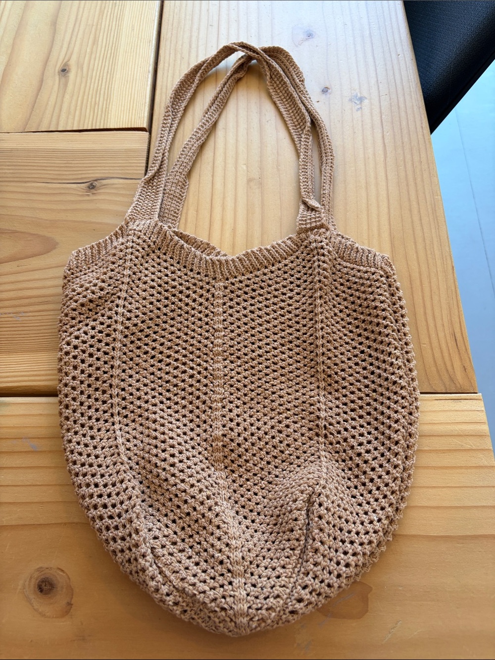 Beige Crochet Tote Bag - Casual Women’s Carryall